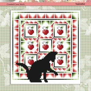 Cats And Quilts September Original Counted Cross Stitch Pattern by Pamela Kellogg