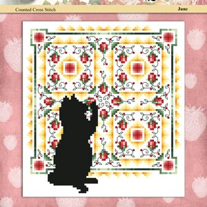 Cats And Quilts June Original Counted Cross Stitch Pattern by Pamela Kellogg