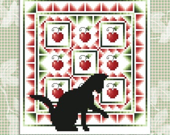 Cats And Quilts September Original Counted Cross Stitch Pattern by Pamela Kellogg