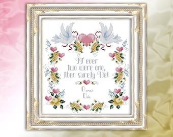 Cross Stitch Anniversary or Wedding Sampler Pattern Printed Leaflet by Pamela Kellogg