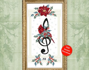 Counted Cross Stitch Pattern Aria For Christmas Instant Digital PDF Download by Pamela Kellogg