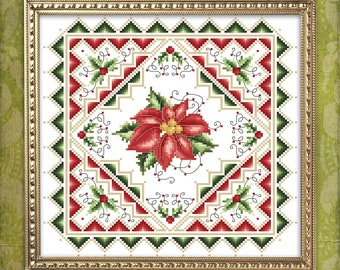 Christmas Poinsettia Counted Cross Stitch Pattern PDF Instant Download