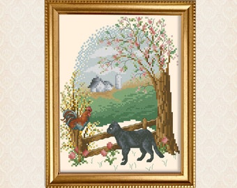 Four Seasons Cats Spring Friendship Counted Cross Stitch Printed Pattern Leaflet by Pamela Kellogg