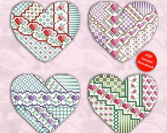 Crazy Valentine Ornaments 2 Cross Stitch Pattern Instant Digital PDF Download by Pamela Kellogg