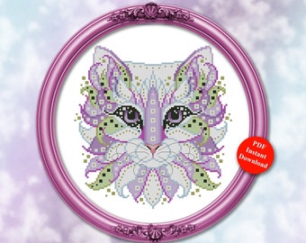 Colorful Cats Mystery Counted Cross Stitch Pattern Digital PDF Download by Pamela Kellogg