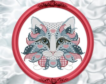 Colorful Cats Gingham Counted Cross Stitch Pattern Printed Leaflet by Pamela Kellogg