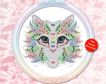 Colorul Cats Celebrate Counted Cross Stitch Pattern Instant Digital PDF Download by Pamela Kellogg