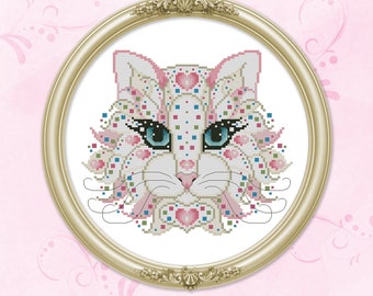 Colorful Cats Confetti Counted Cross Stitch Printed Pattern Leaflet by Pamela Kellogg