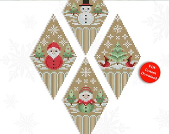 Woodland Christmas Ornaments Counted Cross Stitch Pattern Instant Digital PDF Download by Pamela Kellogg