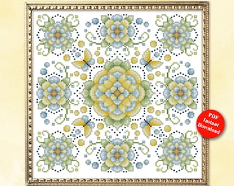 Four Seasons Mandalas Spring Counted Cross Stitch Pattern PDF Download by Pamela Kellogg