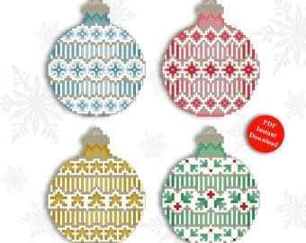 Crazy Christmas Ornaments Counted Cross Stitch Pattern Instant Digital PDF Download by Pamela Kellogg