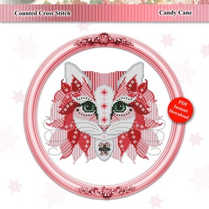 Colorful Cats Candy Cane Counted Cross Stitch Pattern PDF Download by Pamela Kellogg