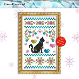 Cats Love Christmas Counted Cross Stitch Pattern PDF Download by Pamela Kellogg