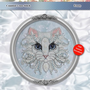 Colorful Cats Frosty Counted Cross Stitch Pattern Digital PDF Download by Pamela Kellogg image 1