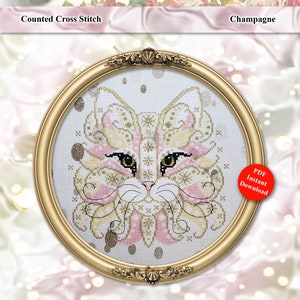 Colorful Cats Champagne Counted Cross Stitch Pattern PDF Download by Pamela Kellogg