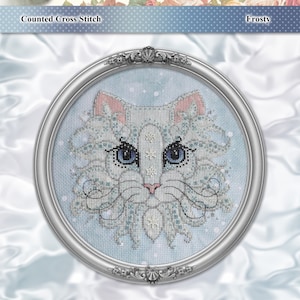 Colorful Cats Frosty Counted Cross Stitch Printed Pattern Leaflet by Pamela Kellogg