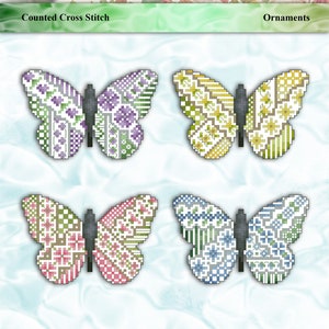 Crazy Butterflies Ornaments Cross Stitch Pattern Leaflet by Pamela Kellogg image 1