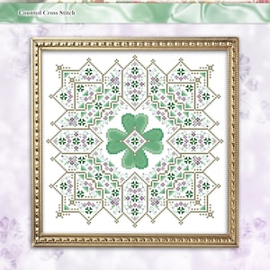 Shamrock Mandala Counted Cross Stitch Pattern Leaflet by Pamela Kellogg