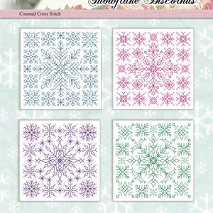 Snowflake Ornaments Biscornu Pincushion Cross Stitch Pattern Instant Digital PDF Download