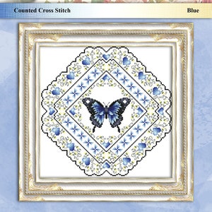 Butterfly Fantasy Series Cross Stitch Pattern Blue Instant Digital PDF Download by Pamela Kellogg