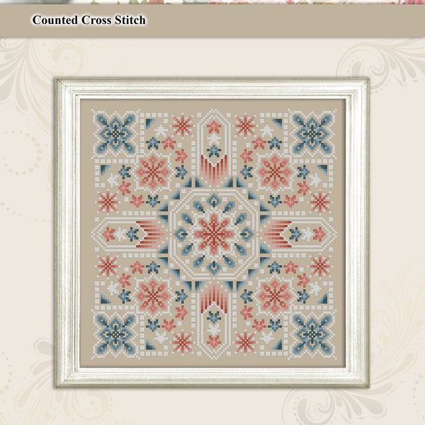 Patriotic Mandala Counted Cross Stitch Pattern Leaflet by Pamela Kellogg