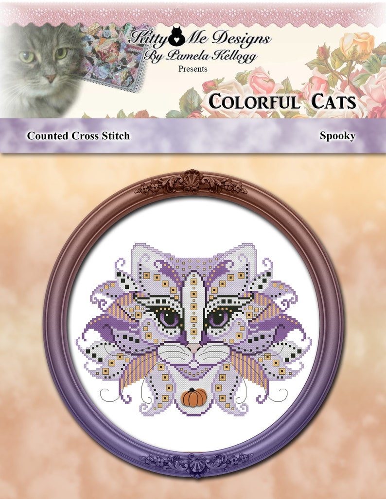 Colorful Cats Merlin Halloween Counted Cross Stitch Pattern Instant Digital PDF Download by Pamela Kellogg image 6