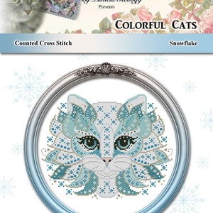 Colorful Cats Jingle Christmas Mandala Cat Counted Cross Stitch Pattern Digital PDF Download by Pamela Kellogg image 4