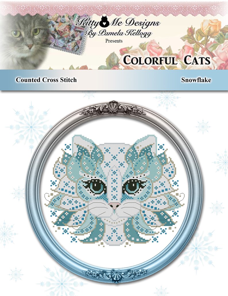 Colorful Cats Jingle Christmas Mandala Cat Counted Cross Stitch Pattern Digital PDF Download by Pamela Kellogg image 4