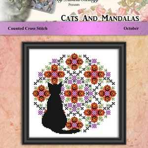 Complete Set Of 12 Cats And Mandalas Cross Stitch Pattern Leaflet Series with Free Shipping by Pamela Kellogg image 8