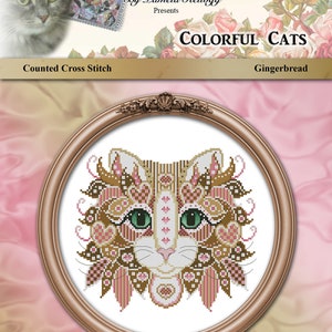Colorful Cats Jingle Christmas Mandala Cat Counted Cross Stitch Pattern Digital PDF Download by Pamela Kellogg image 7