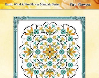 Cross Stitch Mandala Pattern Wind Flowers Digital PDF Download by