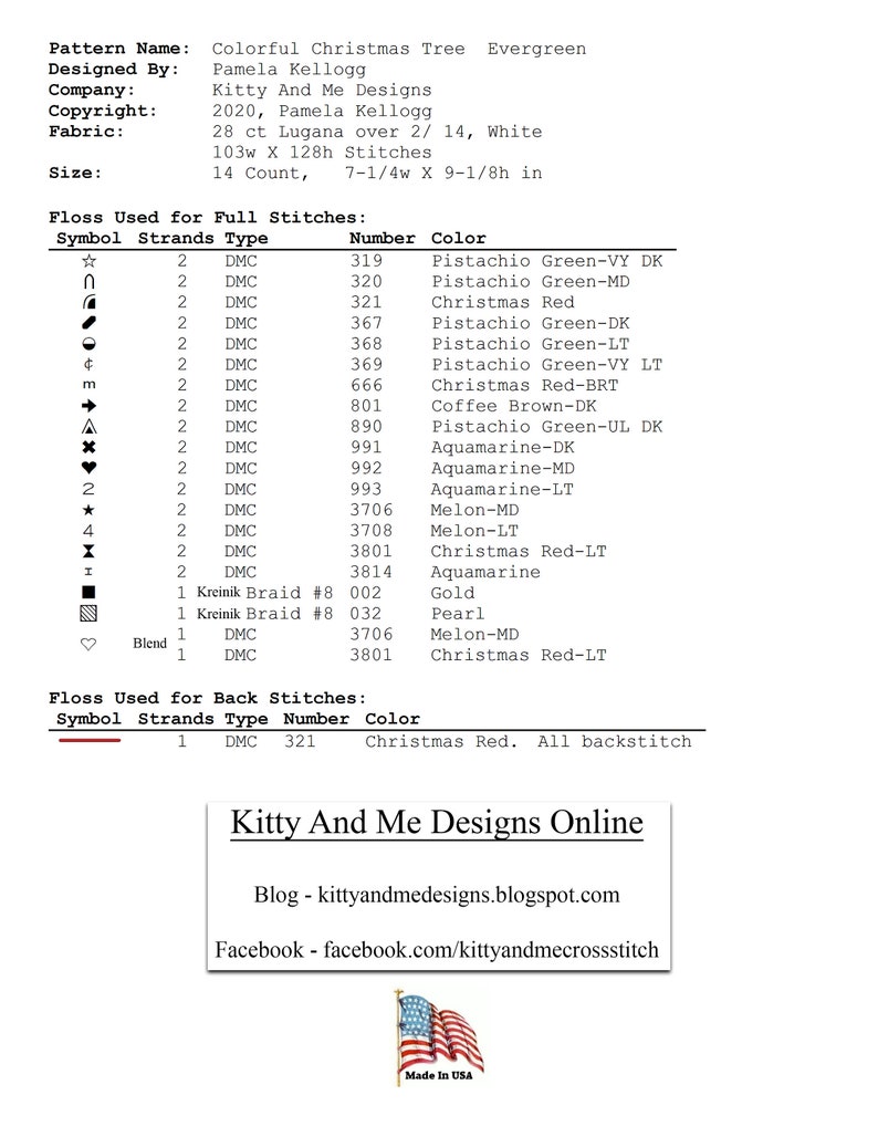Cross Stitch Pattern Colorful Christmas Trees Evergreen Instant Digital PDF Download by Pamela Kellogg