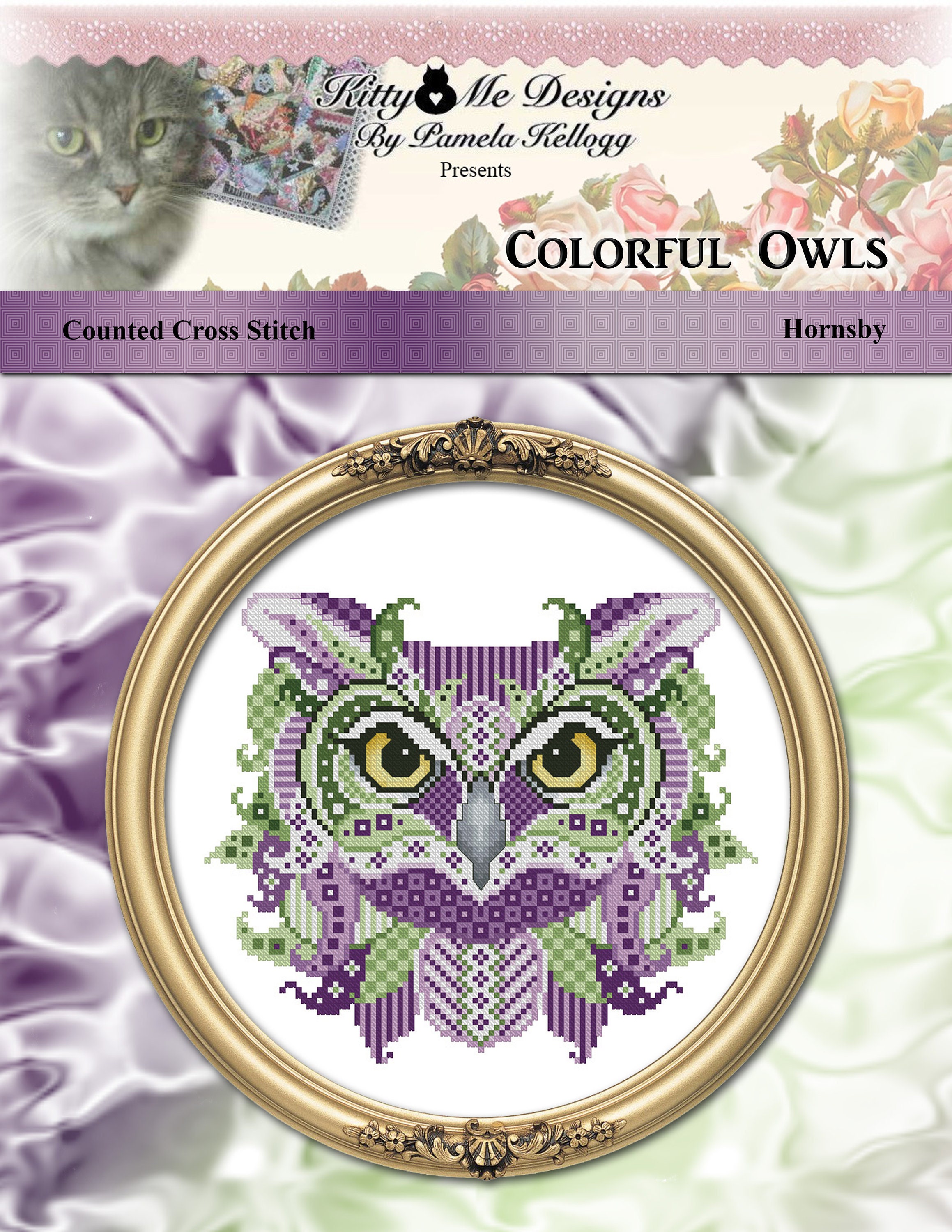 Cross Stitch Owl Series Colorful Owls Hornsby Modern Geometric Mandala Printed Pattern Leaflet by Pa