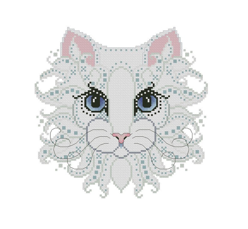 Colorful Cats Frosty Counted Cross Stitch Pattern Digital PDF Download by Pamela Kellogg image 3