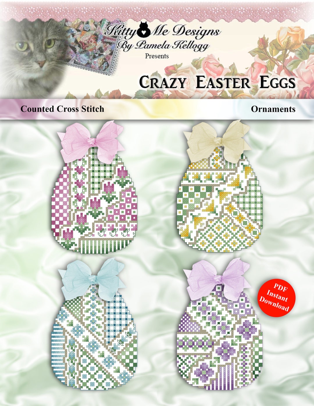 Cross Stitch Pattern Easter Egg Ornaments Crazy Eggs Instant Digital ...