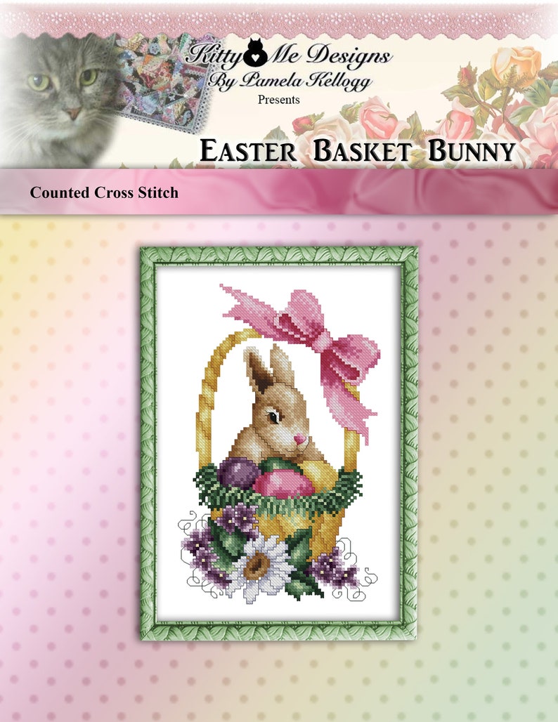 Easter Bunny Basket Cross Stitch Pattern Leaflet by Pamela Kellogg - Etsy