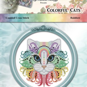 Colorful Cats Midnight Cross Stitch Pattern Instant Digital PDF Download by Pamela Kellogg image 7