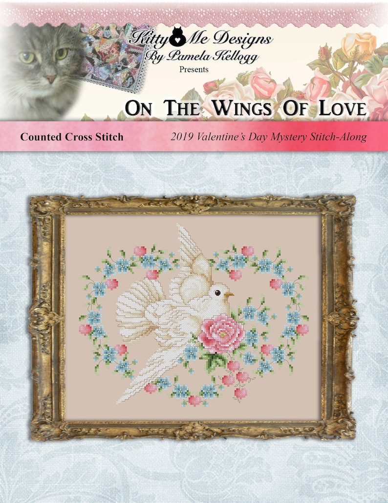 Cross Stitch Valentines Day on the Wings of Love Printed | Etsy