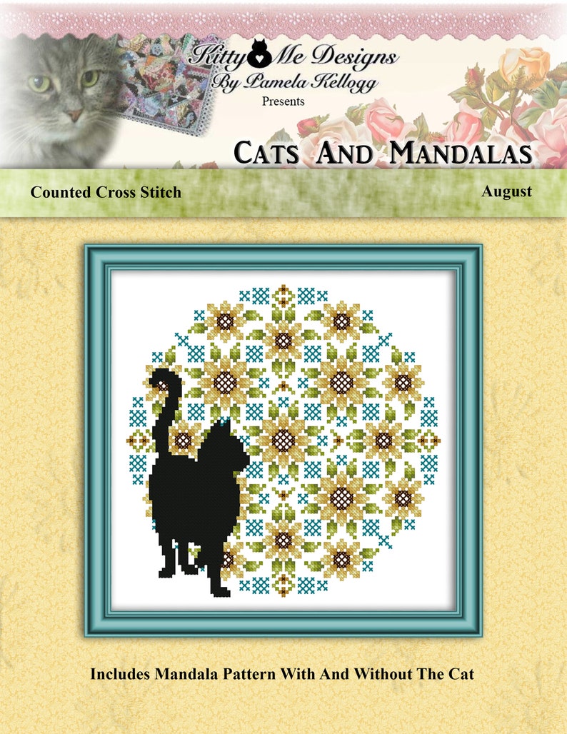 Complete Set Of 12 Cats And Mandalas Cross Stitch Pattern Leaflet Series with Free Shipping by Pamela Kellogg image 7