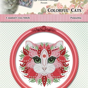 Colorful Cats Jingle Christmas Mandala Cat Counted Cross Stitch Pattern Digital PDF Download by Pamela Kellogg image 5