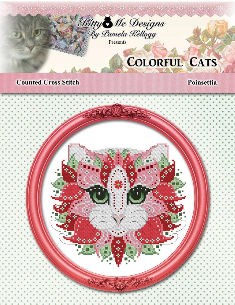 Colorful Cats Jingle Christmas Mandala Cat Counted Cross Stitch Pattern Digital PDF Download by Pamela Kellogg image 5