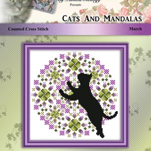 Complete Set Of 12 Cats And Mandalas Cross Stitch Pattern Leaflet Series with Free Shipping by Pamela Kellogg image 4