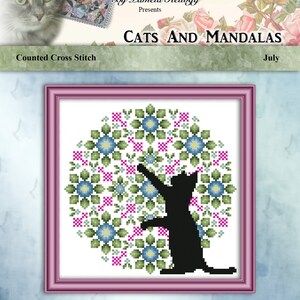 Complete Set Of 12 Cats And Mandalas Cross Stitch Pattern Leaflet Series with Free Shipping by Pamela Kellogg image 6