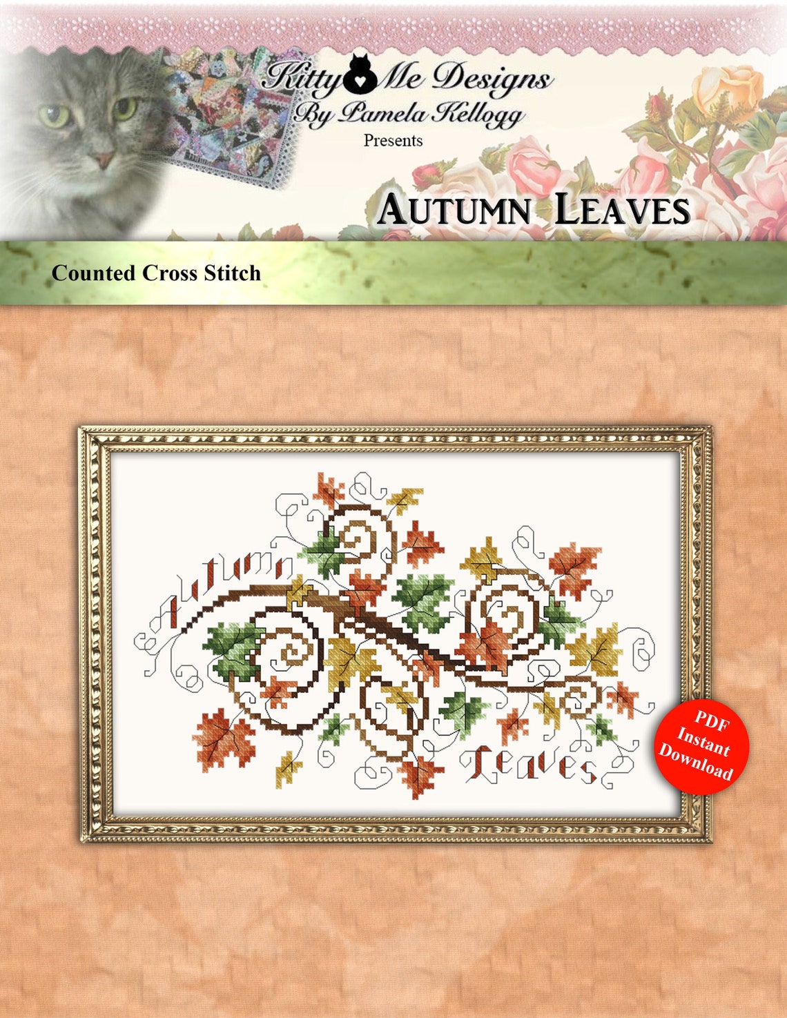 Autumn Leaves Counted Cross Stitch Pattern Instant Digital PDF Download ...