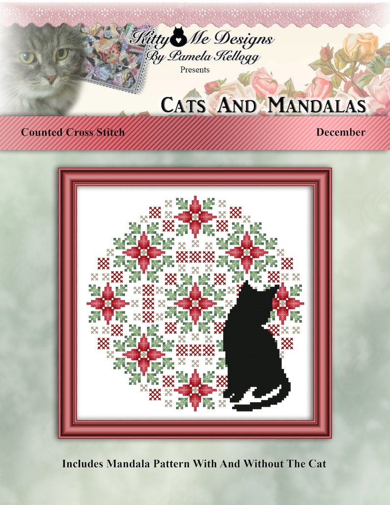 Complete Set Of 12 Cats And Mandalas Cross Stitch Pattern Leaflet Series with Free Shipping by Pamela Kellogg image 9