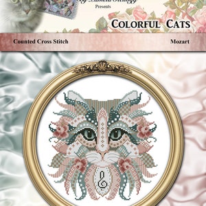 Colorful Cats Midnight Cross Stitch Pattern Instant Digital PDF Download by Pamela Kellogg image 9