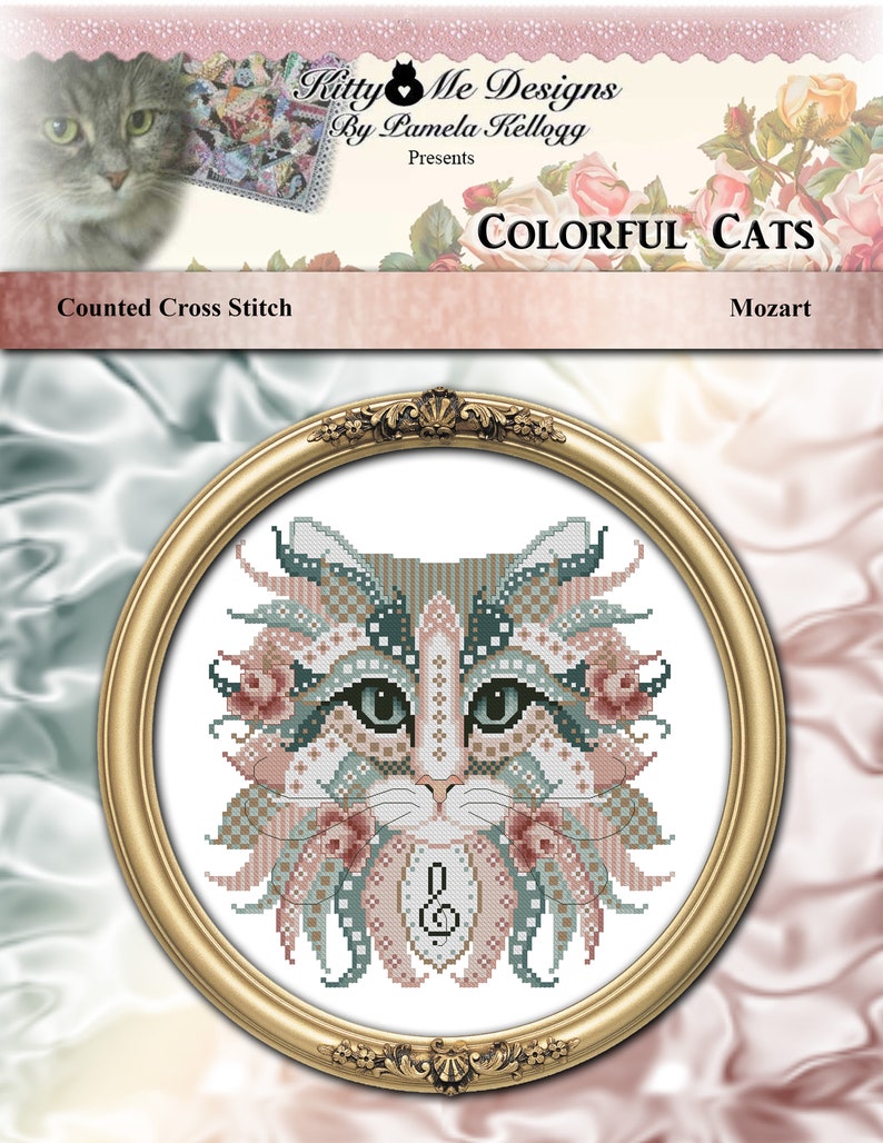 Colorful Cats Midnight Cross Stitch Pattern Instant Digital PDF Download by Pamela Kellogg image 9