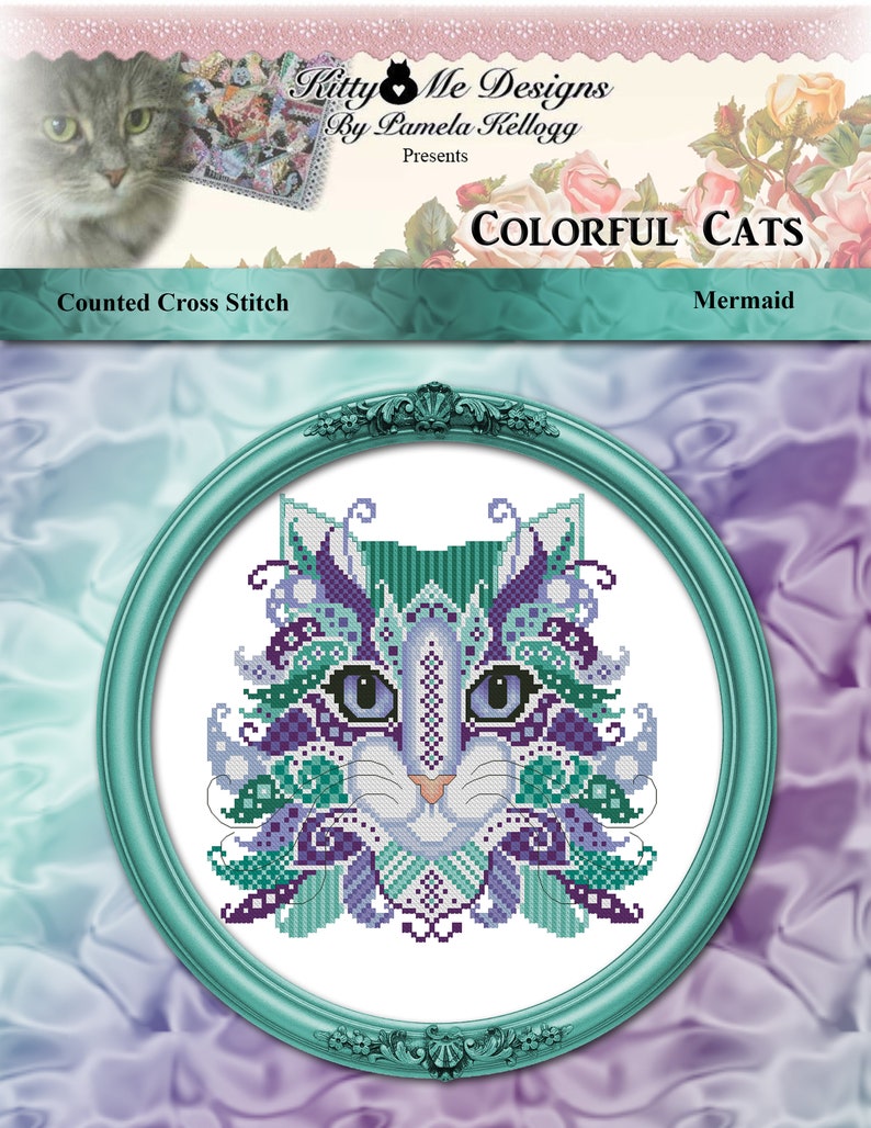Colorful Cats Midnight Cross Stitch Pattern Instant Digital PDF Download by Pamela Kellogg image 6