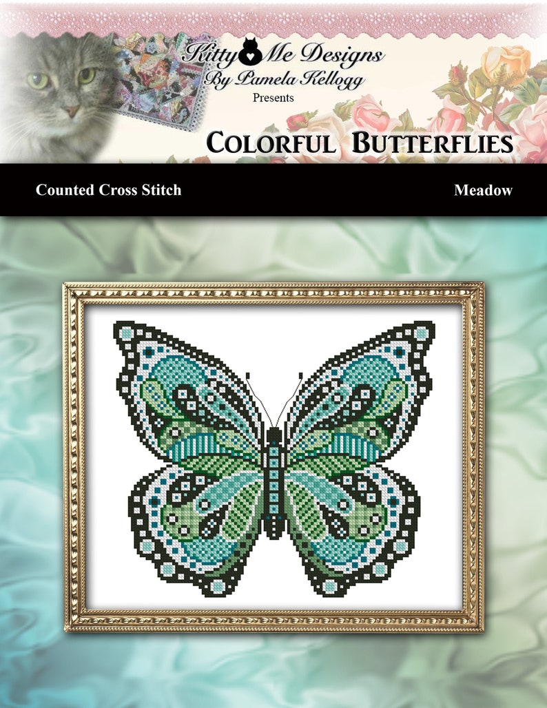 Colorful Butterflies Counted Cross Stitch Printed Pattern Etsy