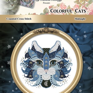 Colorful Cats Merlin Halloween Counted Cross Stitch Pattern Instant Digital PDF Download by Pamela Kellogg image 7